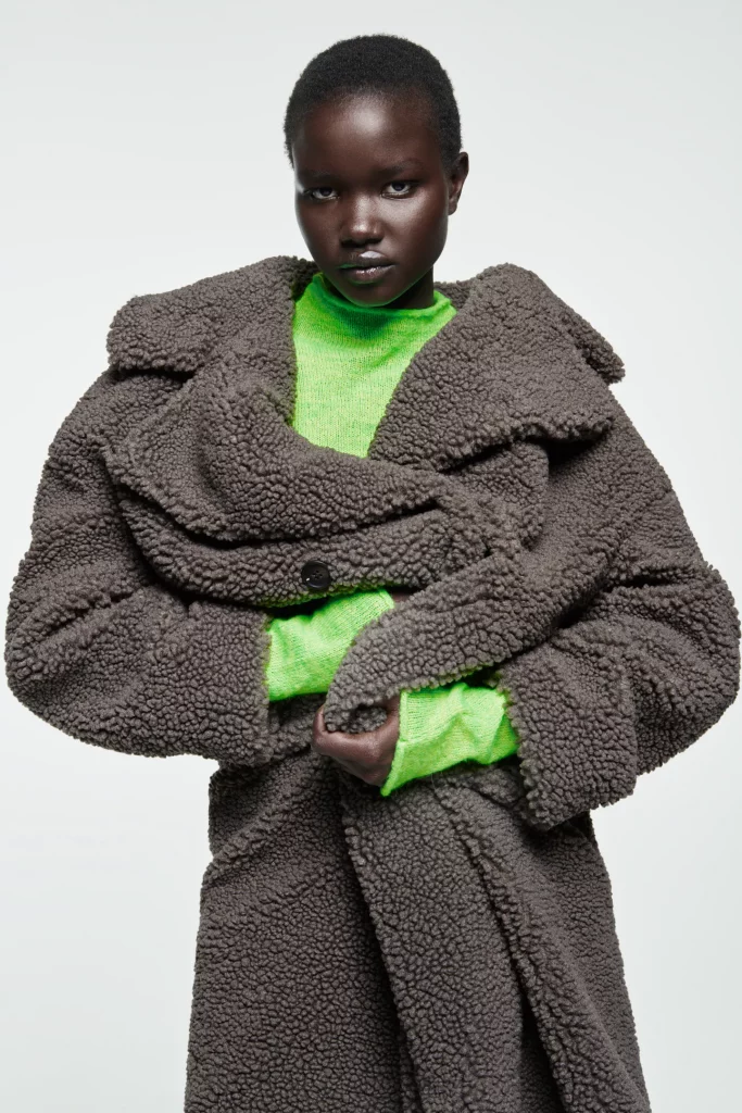 Zara Double Breasted Fleece Coat