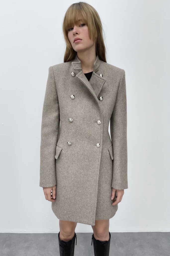 Zara Wool Blend High Collar Coat