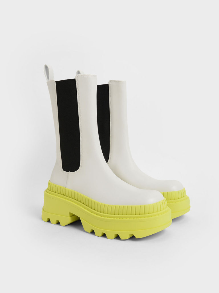 Charles Keith Lime Rhyes Colored Rubber Soul Boots