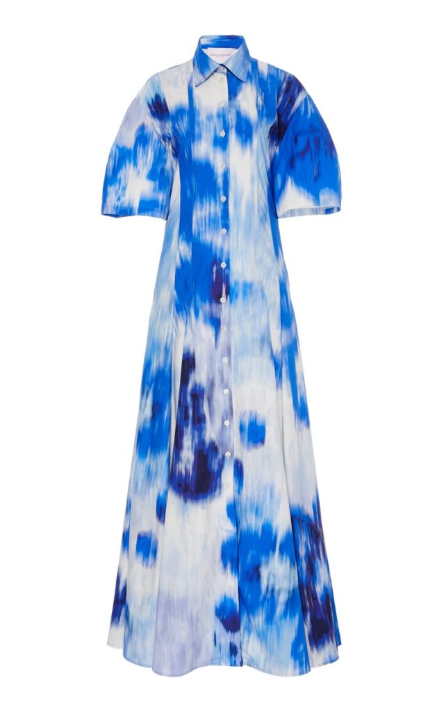 large carolina herrera multi printed cotton blend maxi dress