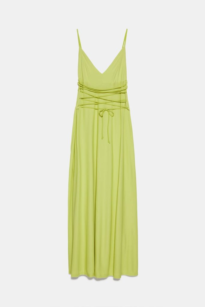 Zara long tied green dress