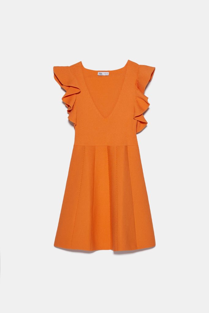 Zara orange ruffled dress