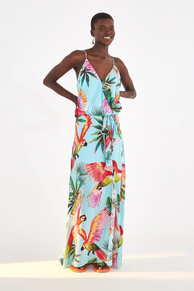 Blue Macaw Wrap Dress