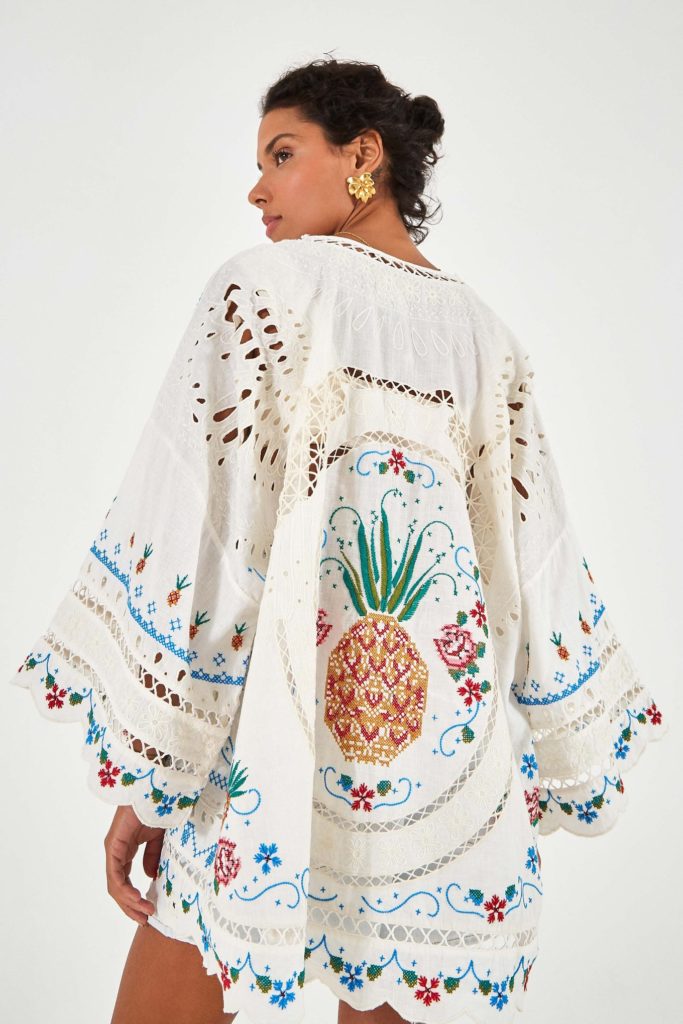 Embroidered Scarf Kimono