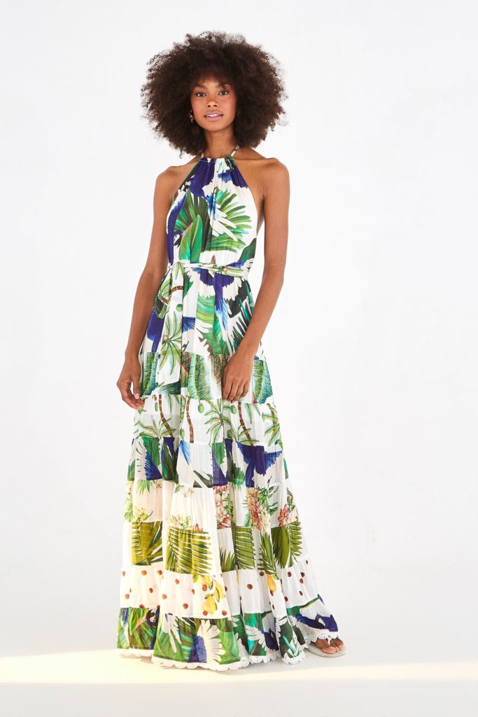 Mixed Palm Maxi Dress