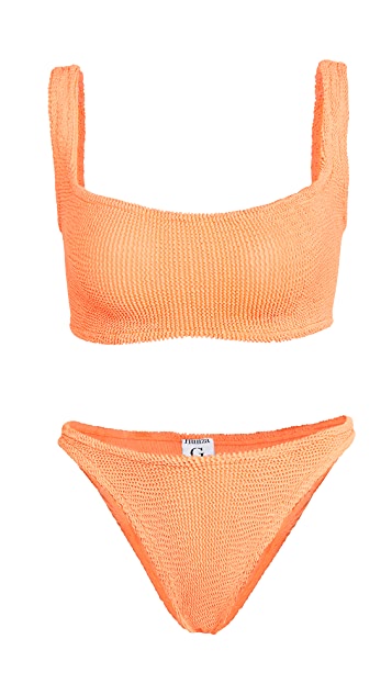 orange ribbed swimsuit
