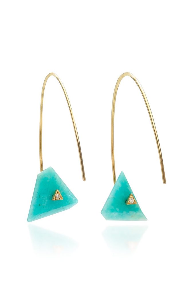 large yael sonia green deco reverse fit triangle earrings