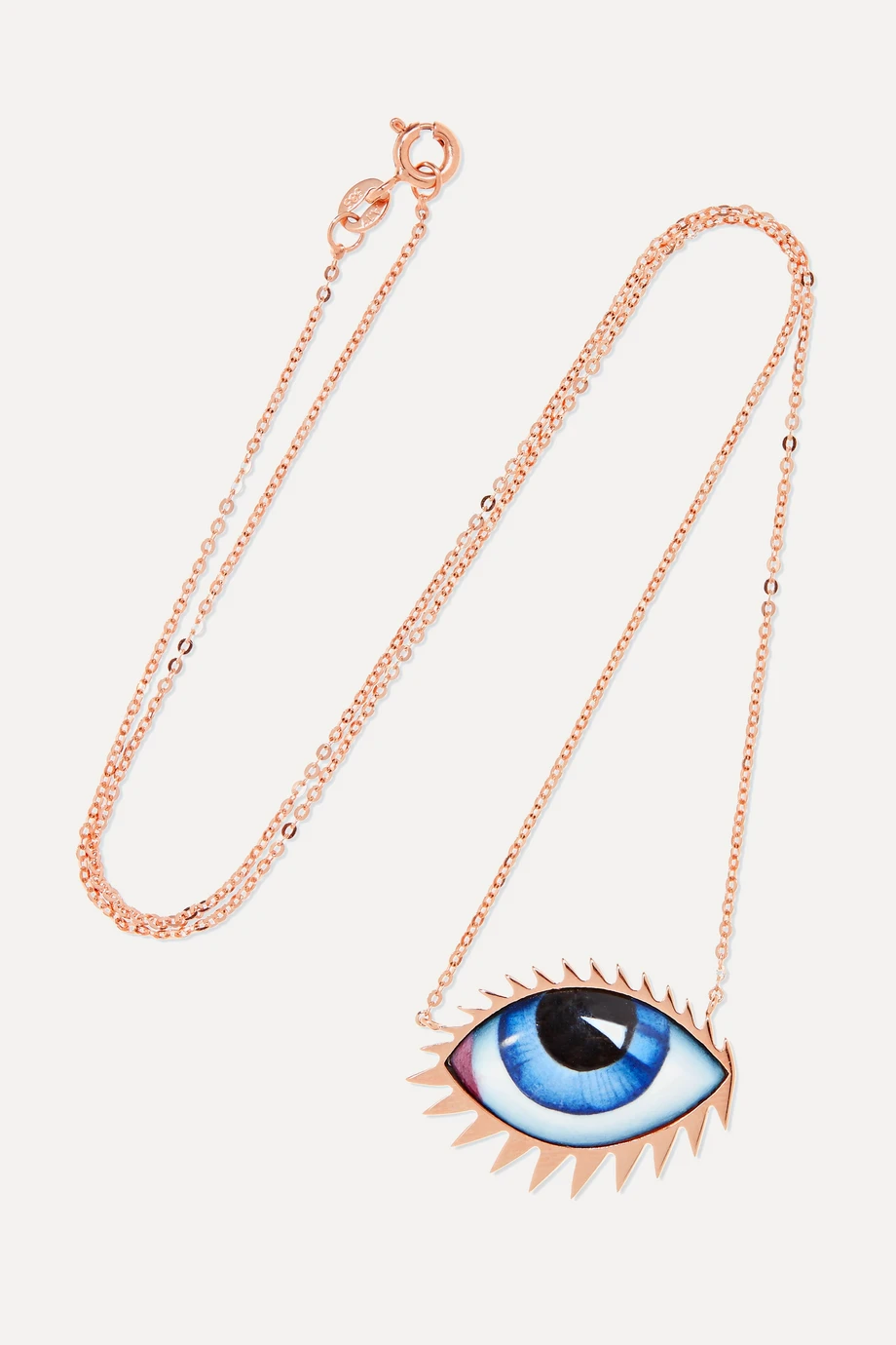 rose gold zeus dione evil eye necklace