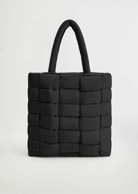 Mango black quilted shopper bag