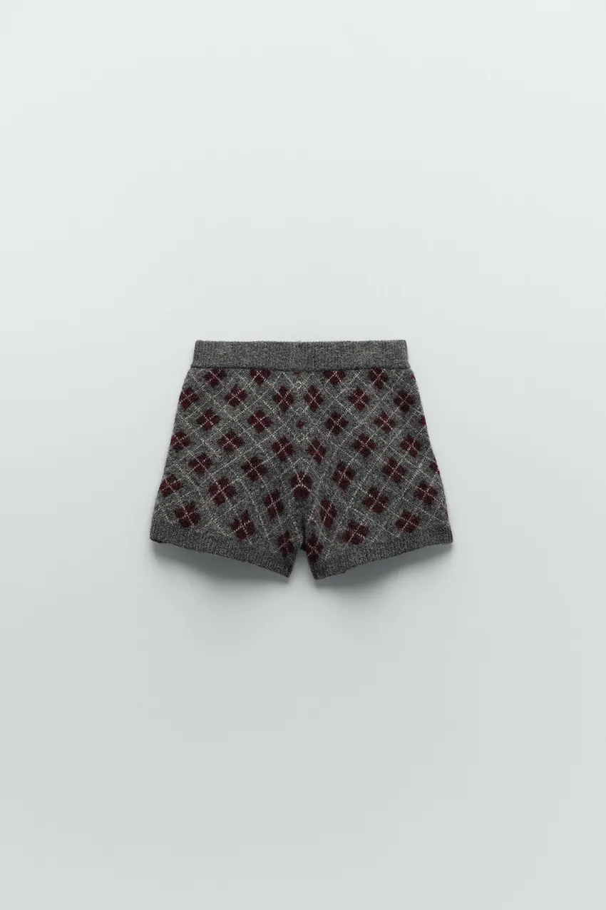 argyle knit shorts