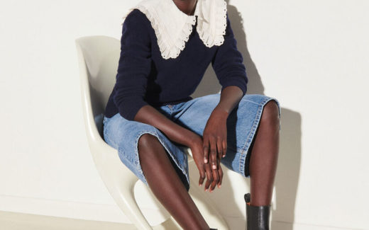 sandro paris wool sweater with embroidered collar