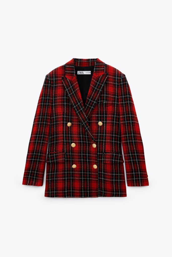 zara double breasted buttoned blazer