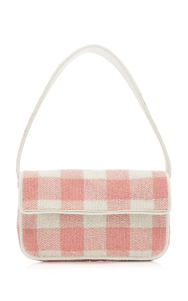 large staud pink exclusive tommy beaded gingham bag