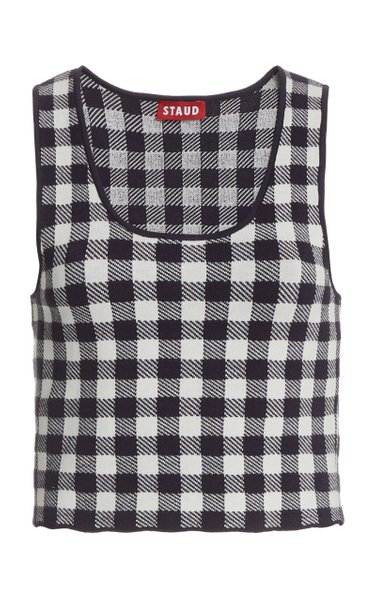 staud gingham jacquard crop top