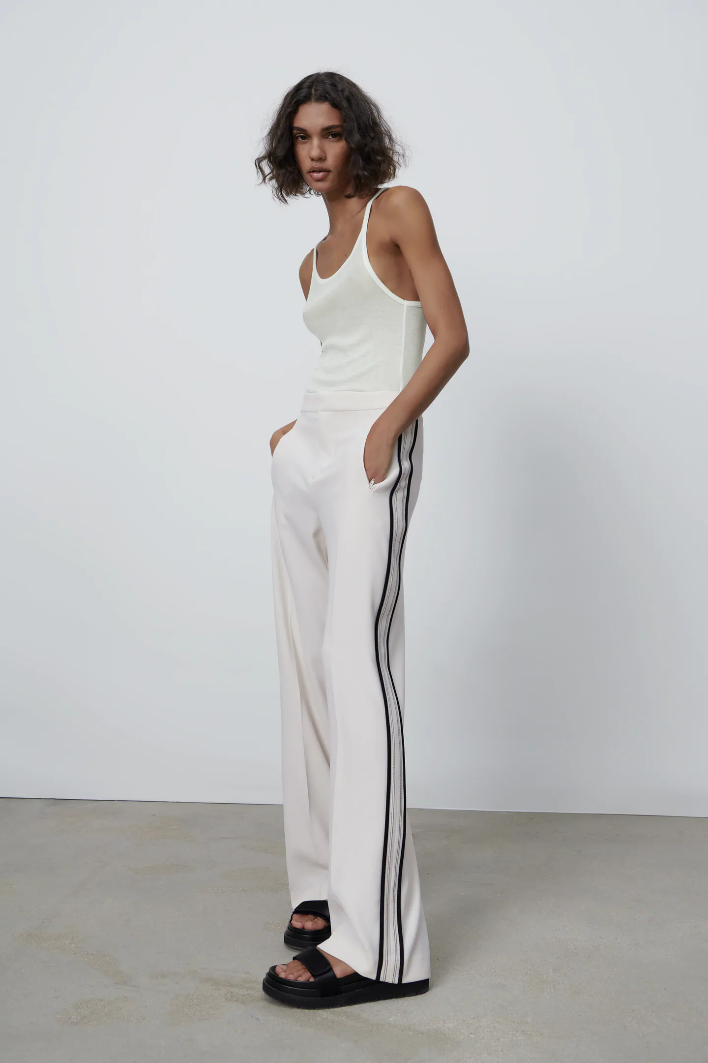 flowy pants with side bands