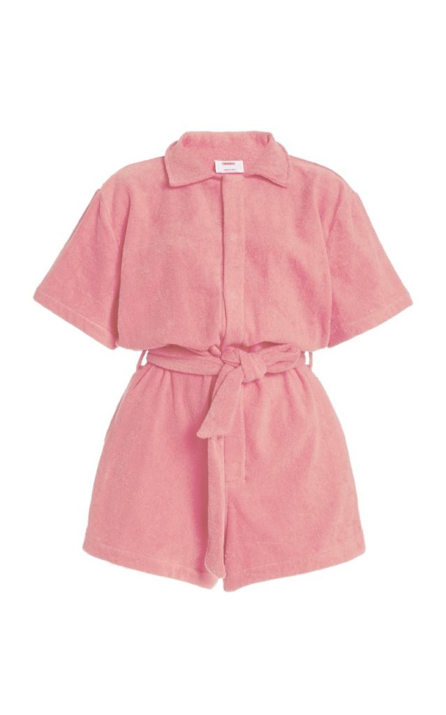large terry pink il pareo dyed cotton terry playsuit