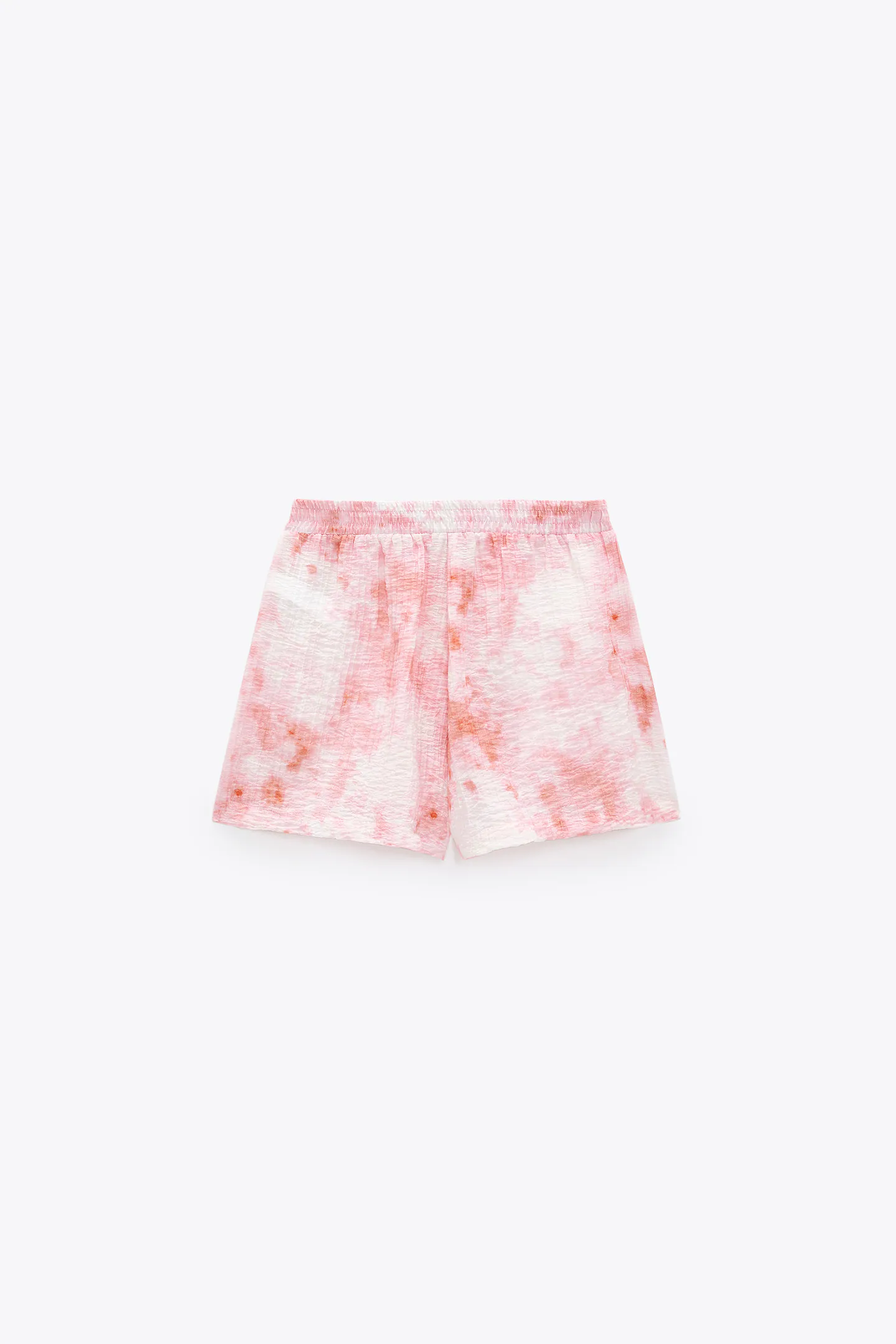 coral tie dye print shorts