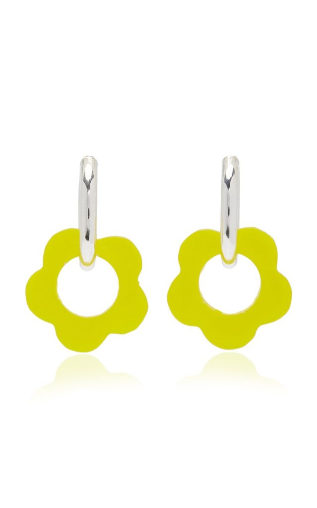 large pina jewels yellow daisy charm hoop earrings