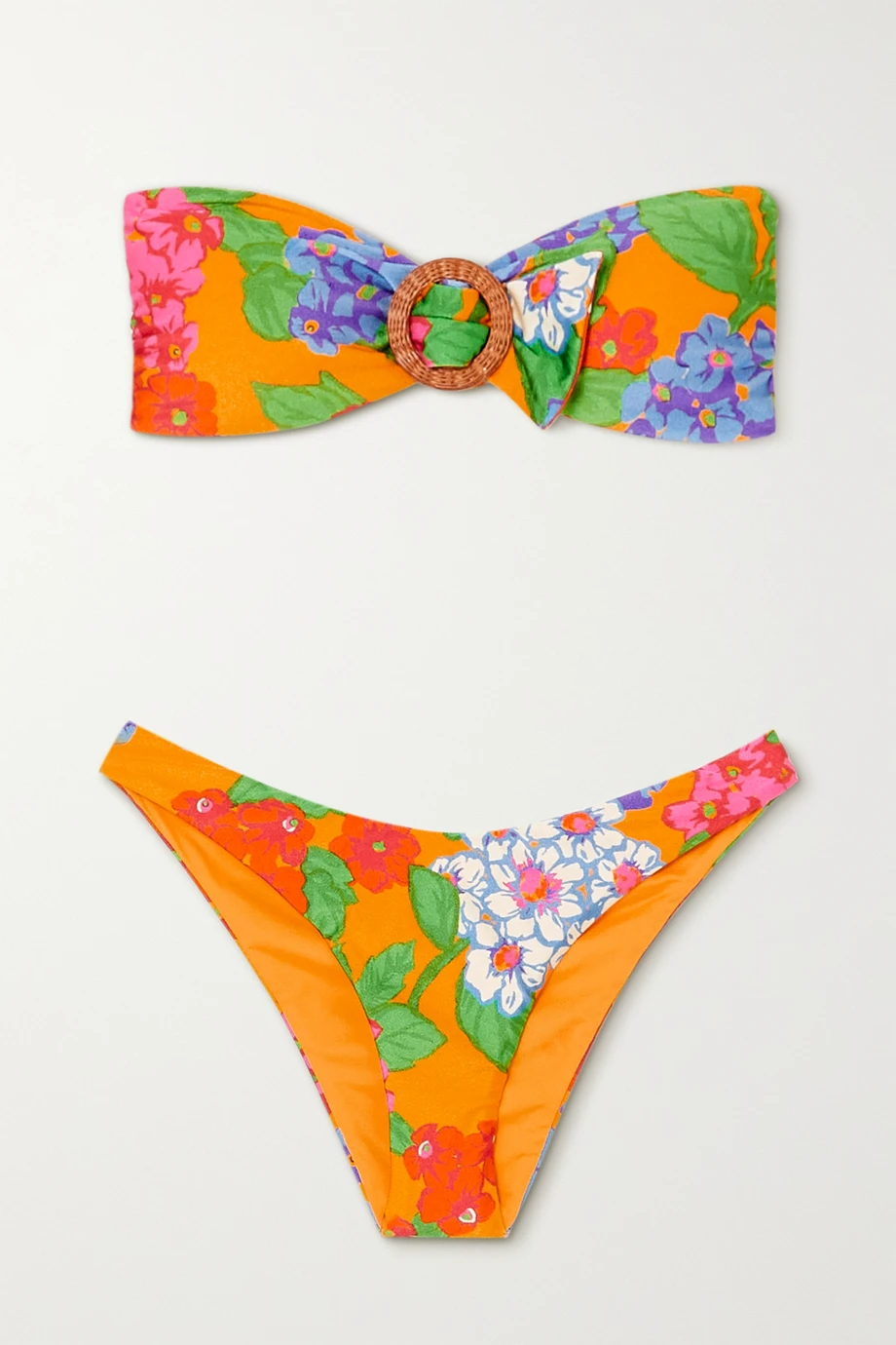 zimmerman embellished floral print bandeau bikini