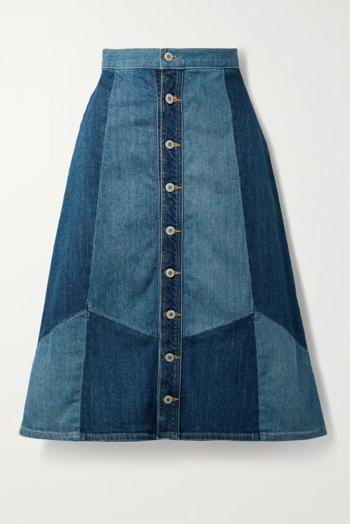 Nili Lotan madeline patchwork denim skirt
