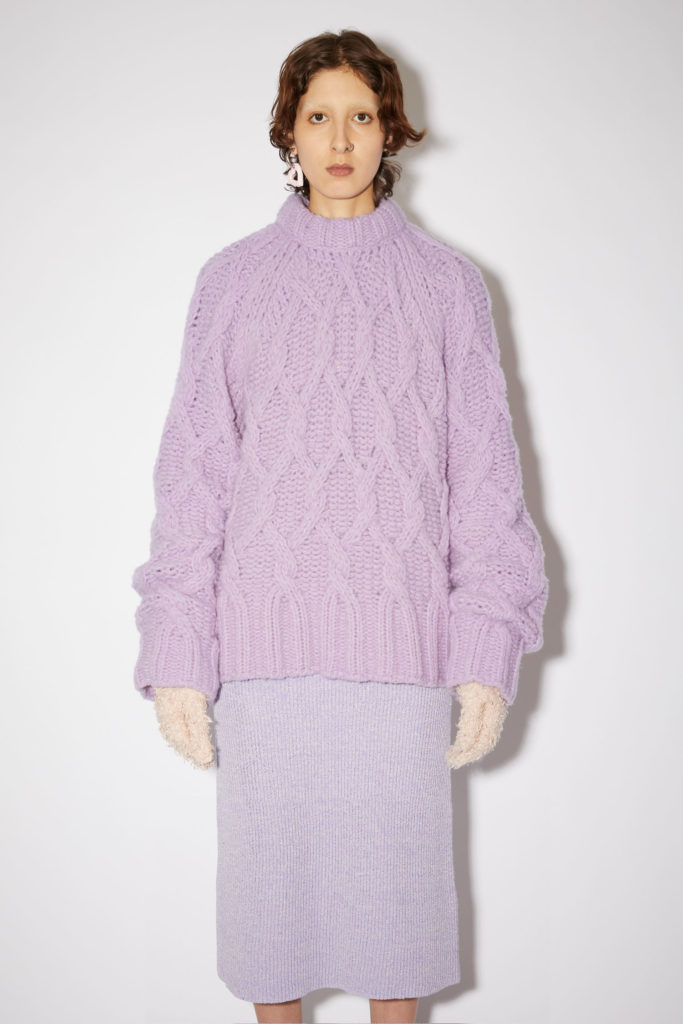 Acne Studios Cable Knit Lilac Purple Sweater