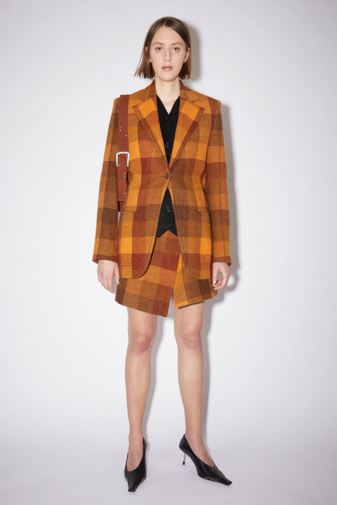 Acne Studios Checkered Suit Jacket Brown Orange