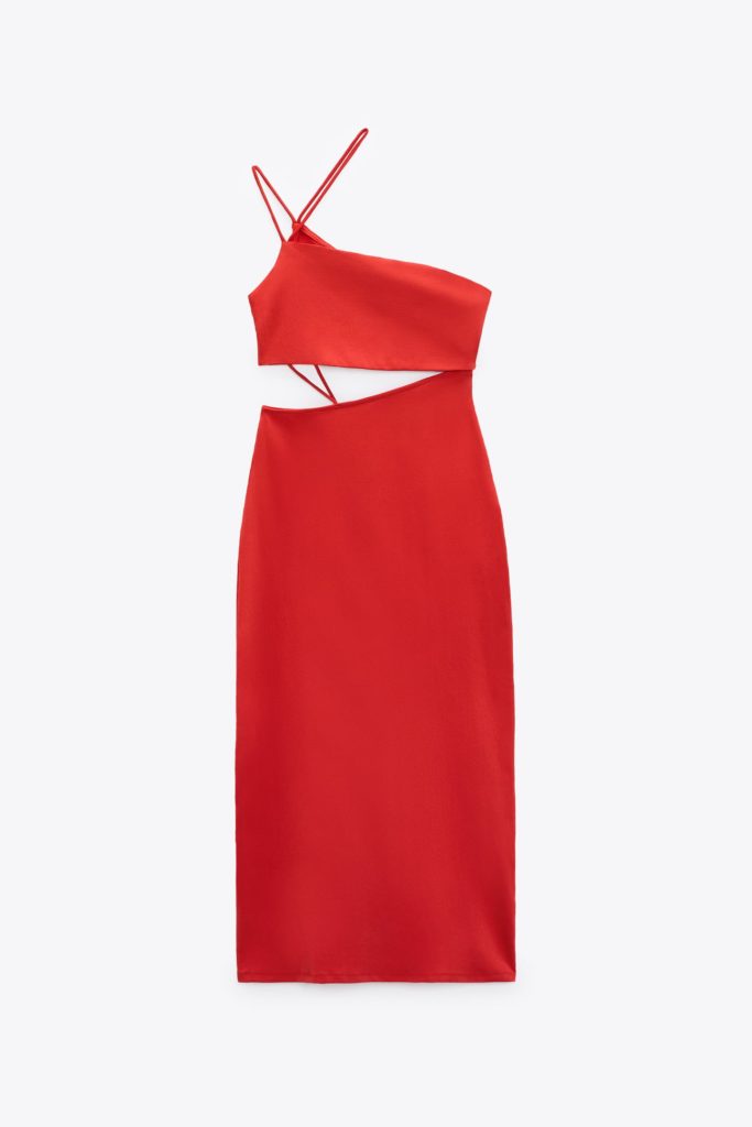 Zara Cut Out Red Midi Dress 2