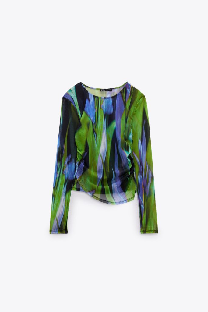 Zara Printed Tulle Top