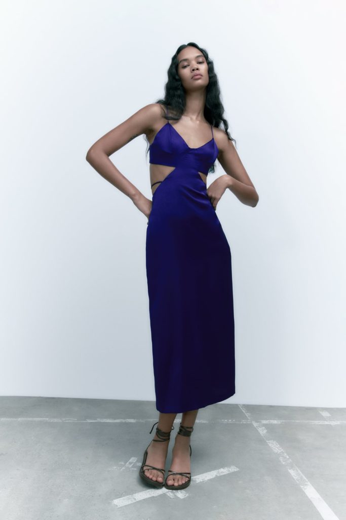 Zara Satin Cut Out Effect Dress