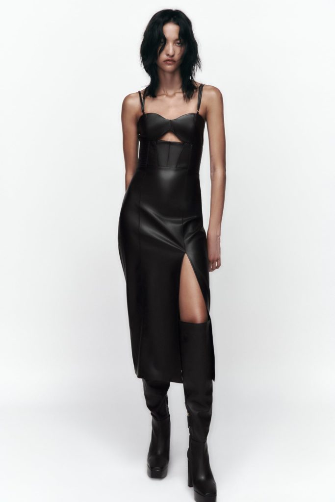 Zara Topstitched Faux Leather Dress